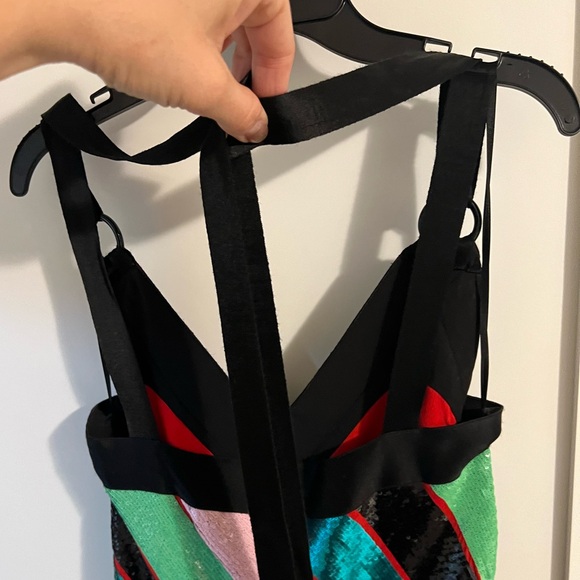 Diane Von Furstenberg one-of-a-kind D-Ring Crossover Sequins & Silk Dress - Picture 9 of 15